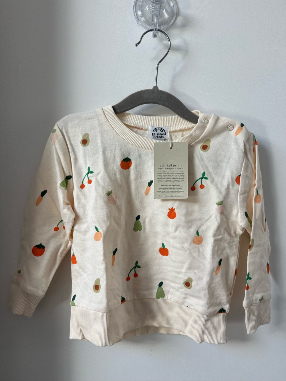 Cream Sweatshirt with Fruit & Veggie Prints